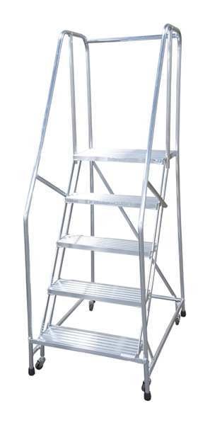 80 in H Aluminum Rolling Ladder, 5 Steps