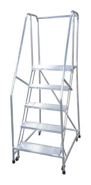 80 in H Aluminum Rolling Ladder, 5 Steps