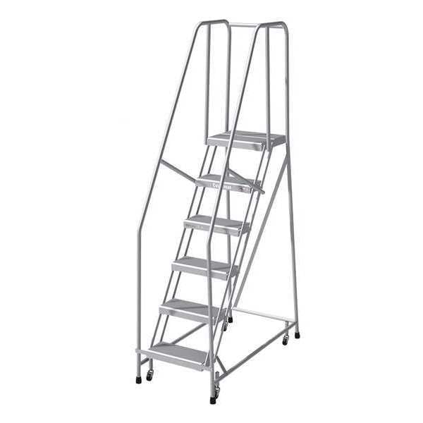 90 in H Aluminum Rolling Ladder, 6 Steps