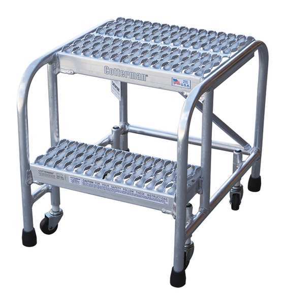 20 in H Aluminum Rolling Ladder, 2 Steps