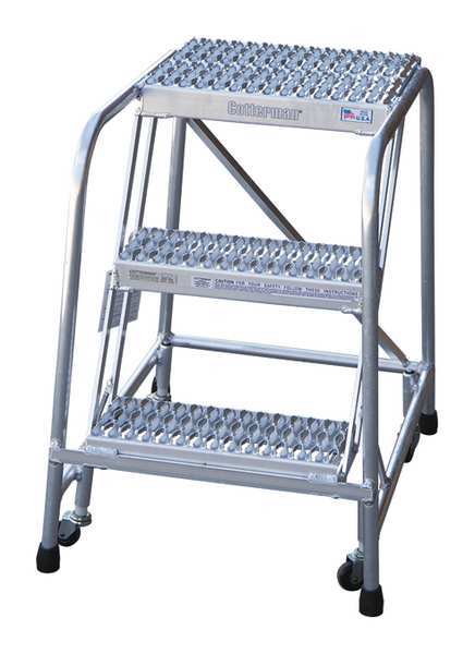 30 in H Aluminum Rolling Ladder, 3 Steps