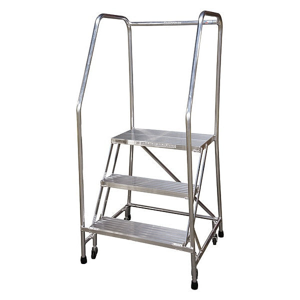 60 in H Aluminum Rolling Ladder, 3 Steps
