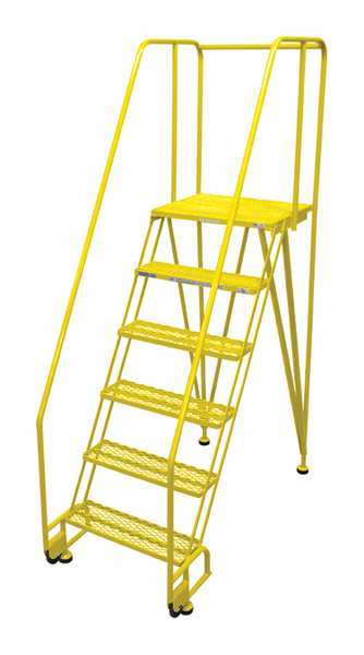 90 in H Steel Tilt and Roll Ladder, 6 Steps