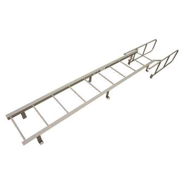 8 ft 2 in Fixed Ladder, Steel, 5 Steps, Forward Exit, Powder Coated Finish