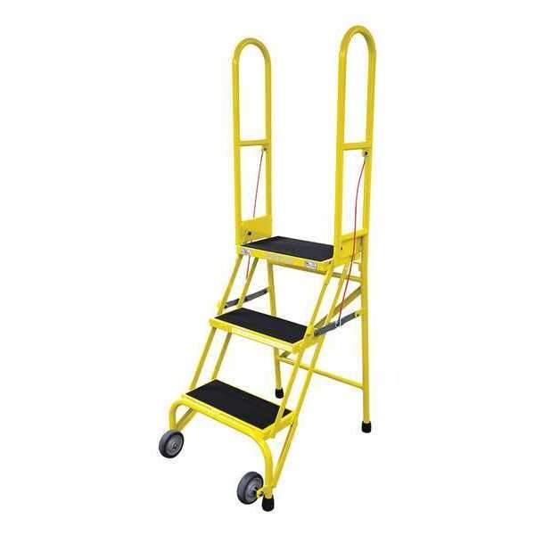 60 in H Steel Rolling Ladder, 3 Steps