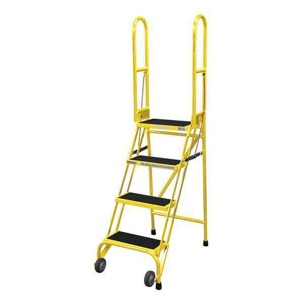 70 in H Steel Rolling Ladder, 4 Steps