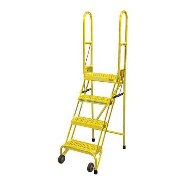70 in H Steel Rolling Ladder, 4 Steps