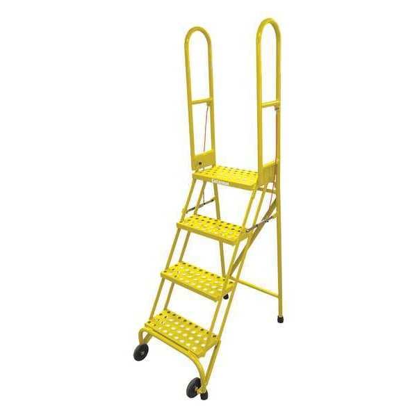70 in H Steel Rolling Ladder, 4 Steps