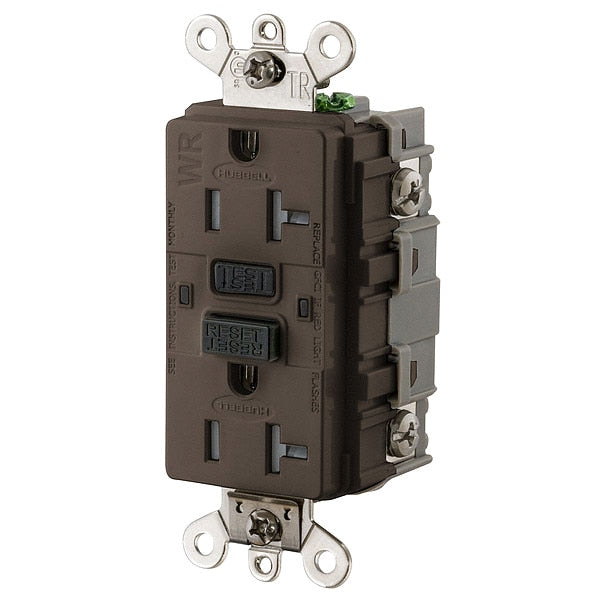 GFCI Receptacle, 20A, 125VAC, 5-20R, Brown