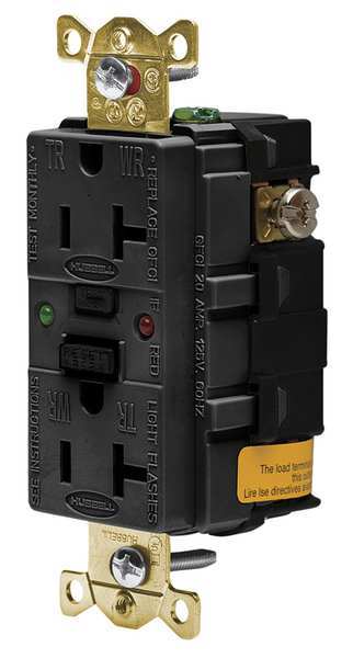 GFCI Receptacle, 20A, 125VAC, 5-20R, Black