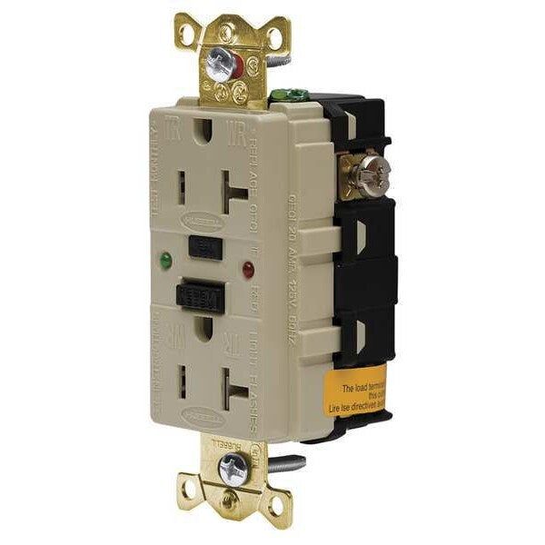 GFCI Receptacle, 20A, 125VAC, 5-20R, Ivory