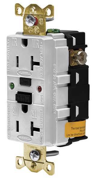 GFCI Receptacle, 20A, 125VAC, 5-20R, White