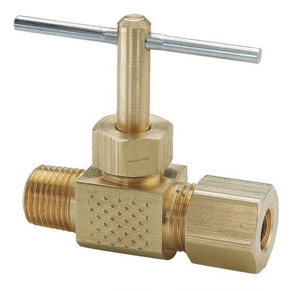 Needle Valve, 1/4 In., Compressn-Male Pipe