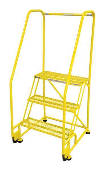 60 in H Steel Tilt and Roll Ladder, 3 Steps