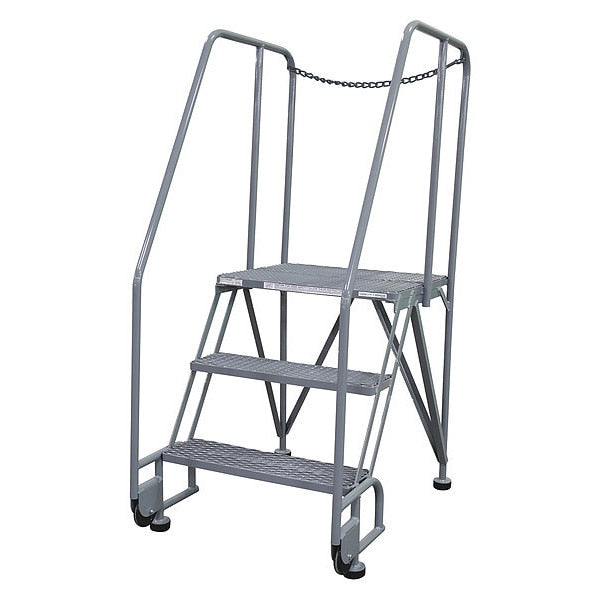 60 in H Steel Tilt and Roll Ladder, 3 Steps