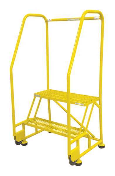 50 in H Steel Tilt and Roll Ladder, 2 Steps