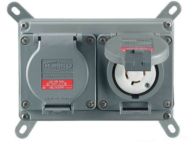20A Duplex Locking Receptacle 2P 3W 125VAC L5-15R GY