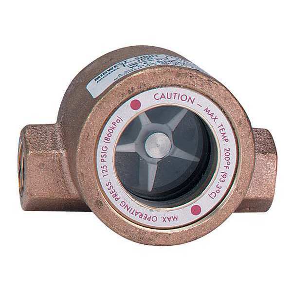 Single Sight Flow Indicator, Bronze, 1/2In
