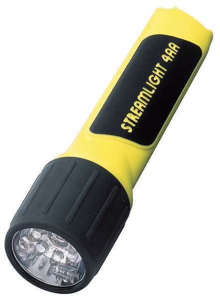 Yellow No Led Industrial Handheld Flashlight, Alkaline AA, 67 lm