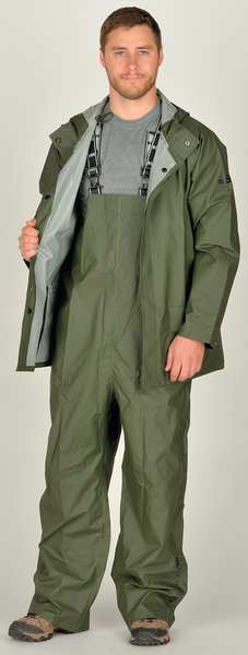 Rain Jacket, PVC/Polyester, Army Green, XL