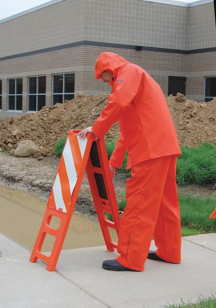 Rain Bibs, PVC/Polyester, Orange, 4XL