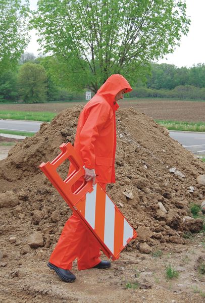 Rain Jacket, PVC/Polyester, Orange, XL