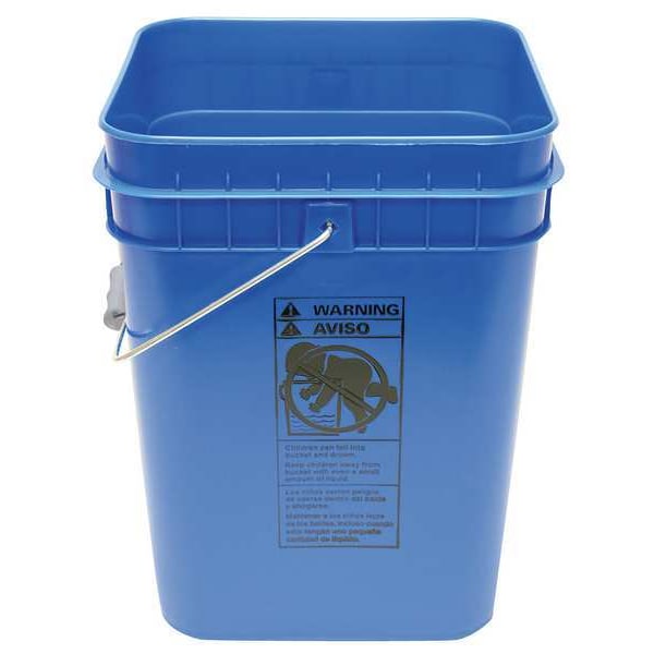 Pail, Open Head, Square, 4 gal, PE, Blue