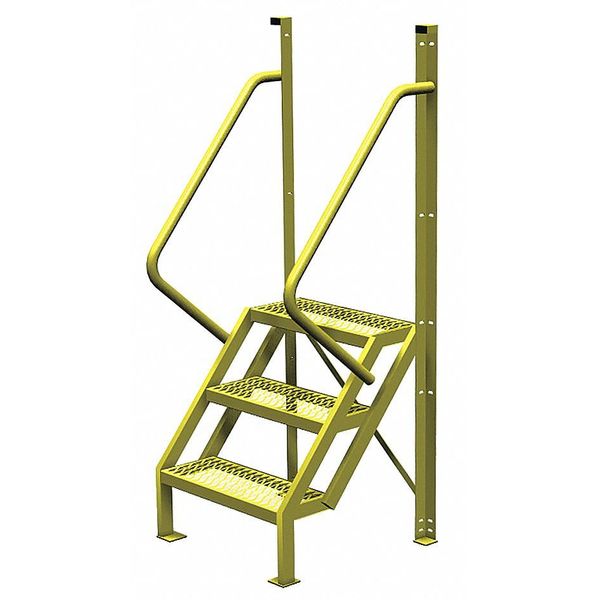 82 in Ladder, Steel, 3 Steps, Yellow Powder Coated Finish