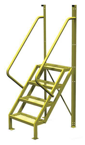 92 in Ladder, Steel, 4 Steps, Yellow Powder Coated Finish