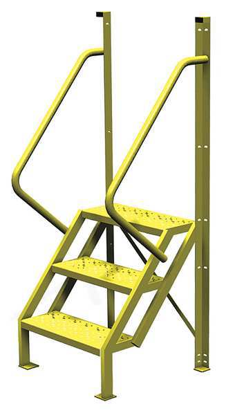 82 in Ladder, Steel, 3 Steps, Yellow Powder Coated Finish