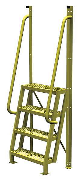 92 in Ladder, Steel, 4 Steps, Yellow Powder Coated Finish
