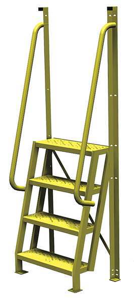 92 in Ladder, Steel, 4 Steps, Yellow Powder Coated Finish