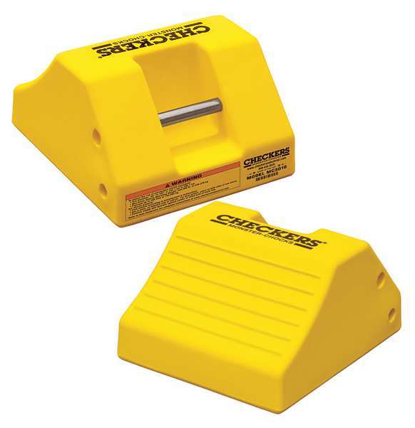 Wheel Chock, 10 In H, Urethane, Yellow