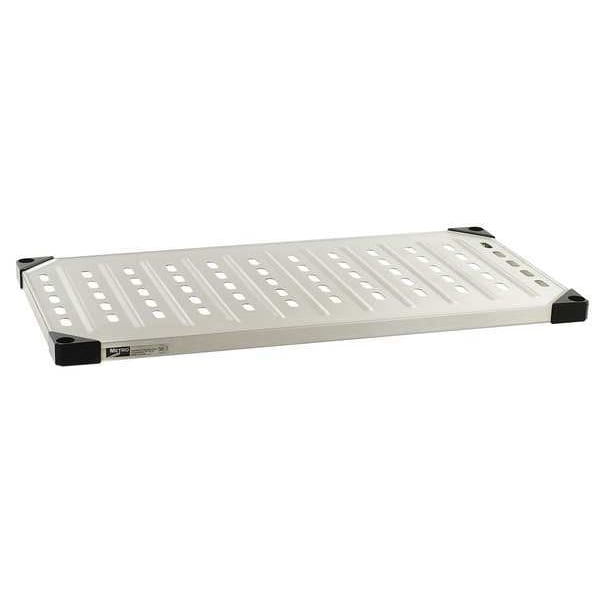 Steel Louvered Shelf, 24 in W x 18 in D x 1 1/2 in H, Silver