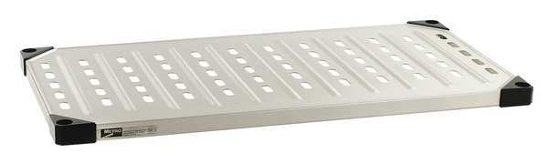 Aluminum, Stainless Steel Louvered Shelf, 60 in W x 21 in D x 1 1/2 in H, Silver