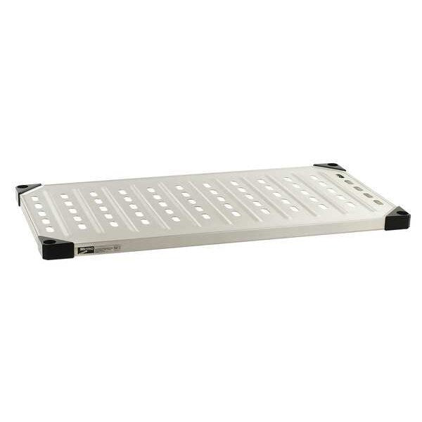 Aluminum, Stainless Steel Louvered Shelf, 30 in W x 18 in D x 1 1/2 in H, Silver
