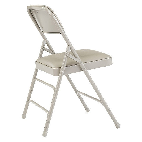 Vinyl Triple Brace Double Hinge Folding Chair, Grey