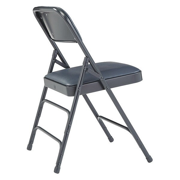 Vinyl Triple Brace Double Hinge Folding Chair, Blue