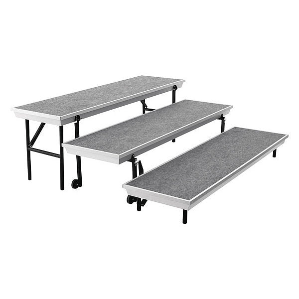 TransPort 3-Level Straight Choral Riser, Grey Carpet, 18