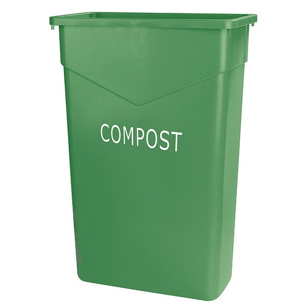 23 gal Rectangular Trash Can, Green, LLDPE