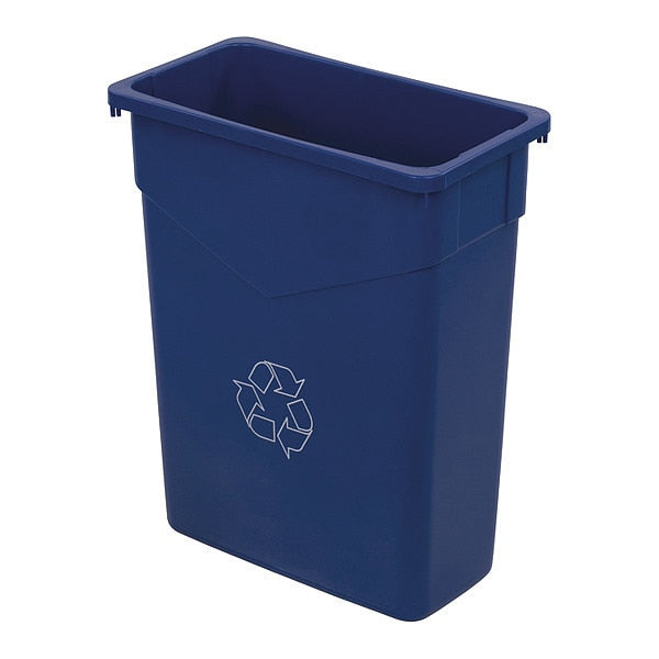 15 gal Rectangular Recycling Bin, Open Top, Blue, Polyethylene (LLDPE), 1 Openings