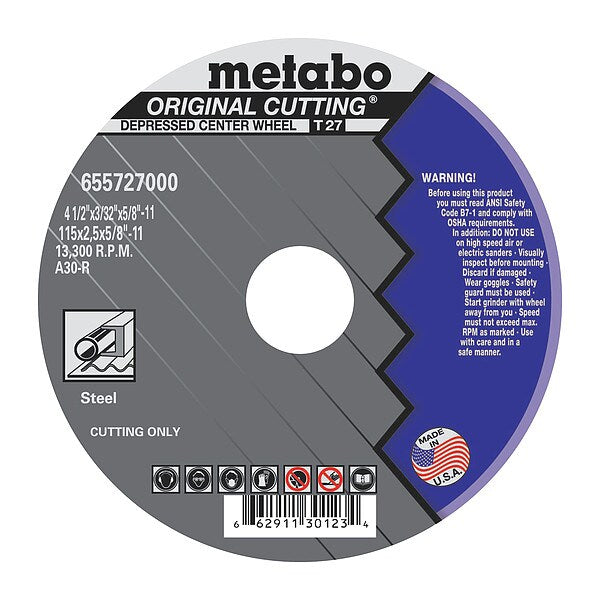 Cutting Wheel, T27, A30R, 4.5X3/32