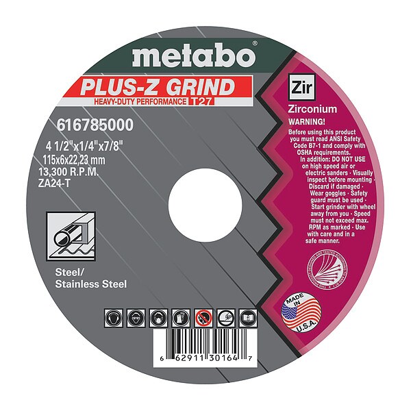 Grinding Wheel, T27, ZA24T, 4.5