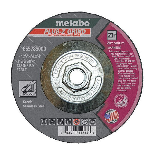 Grinding Wheel, T27, ZA24T, 4.5X1/4X5/8