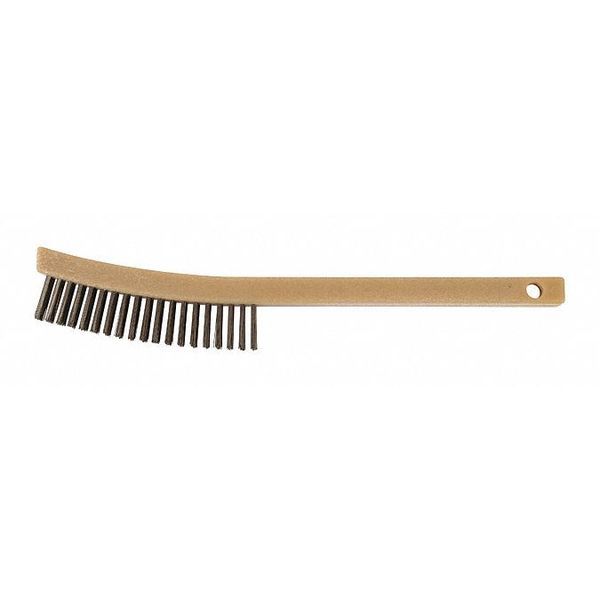 Curved Scrtch Brush, Polypro, SSWire, 3x19 in, 7-1/2 in L Handle, 6-1/4 in L Brush, Synthetic