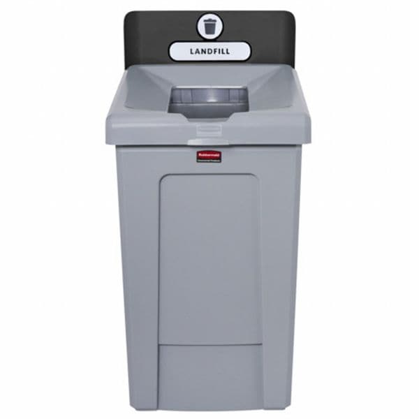 33 gal Rectangular Recycle Station, Flat with Top Opening, Black, 1 Openings