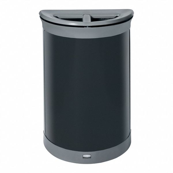 11.5 gal Half-Round Recycling Bin, Flat with Top Opening, Gray, 2 Openings