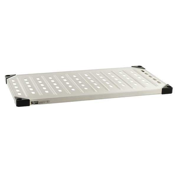 Aluminum, Stainless Steel Louvered Shelf, 60 in W x 21 in D x 1 1/2 in H, Silver