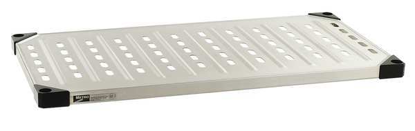 Aluminum, Stainless Steel Louvered Shelf, 48 in W x 18 in D x 1 1/2 in H, Silver