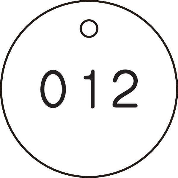 Numbered Tag, 1-1/4In, Black/White, 201-300